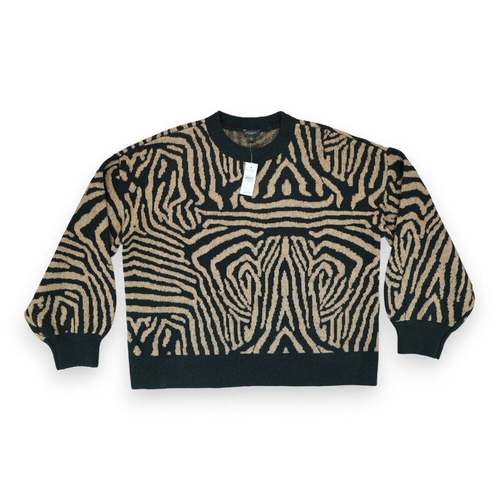 NWT Ann Taylor Zebra Print Cozy Oversized Crewneck Soft Sweater XL MSRP $89
